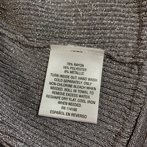 JM Collection Cardigan Women's XL Open Front Gray Silver Sparkle Glitter Stretch - Picture 7 of 13